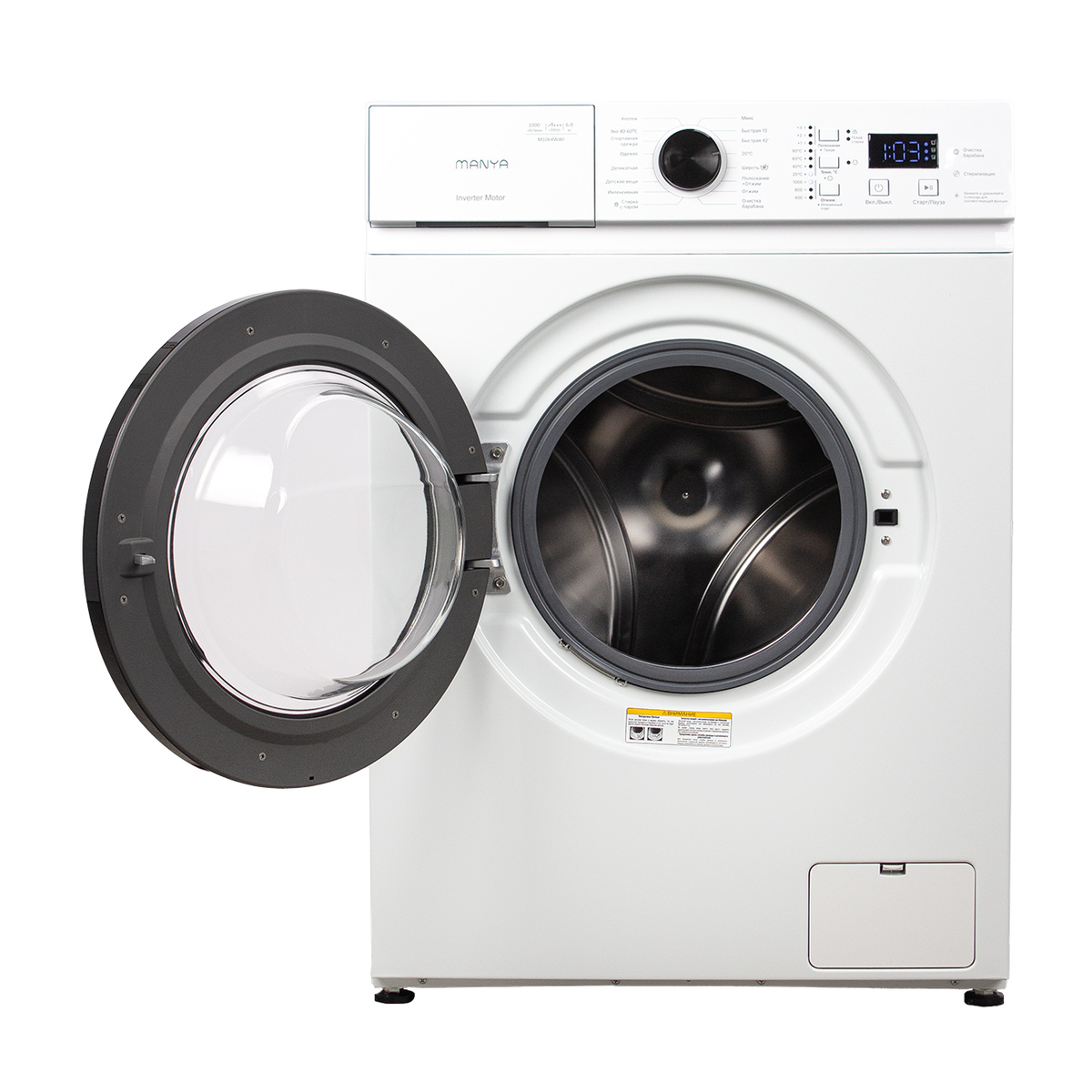 Стиральная машина с фронтальной загрузкой Manya M1064WWI, Max загрузка - 6кг, Max отжим - 1 000об/мин., цвет Белый автомат купить в магазине
