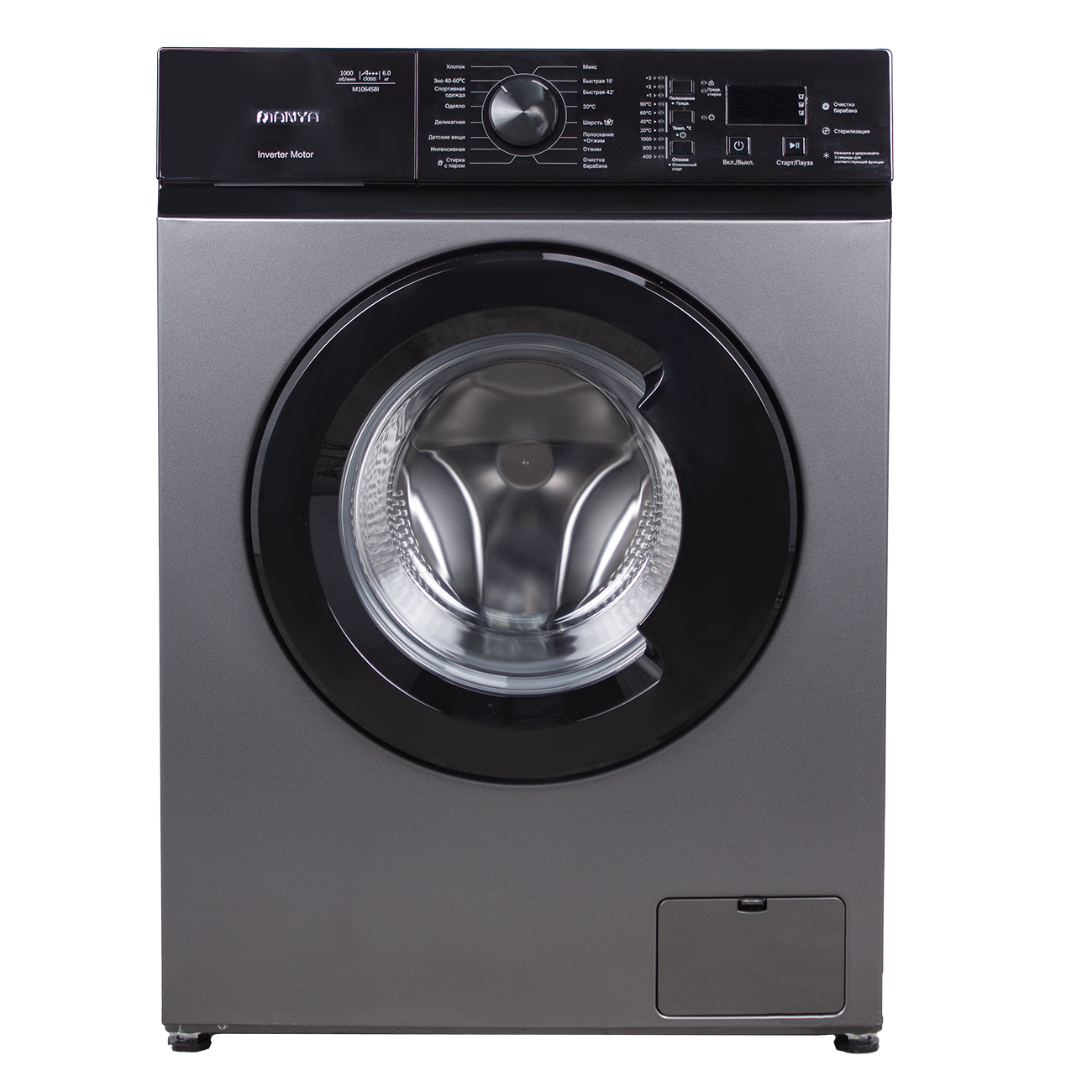 Стиральная машина с фронтальной загрузкой Manya M1064SBI, Max загрузка - 6кг, Max отжим - 1 000об/мин., цвет Серый автомат купить в магазине